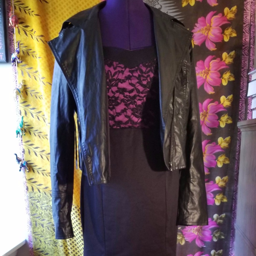 Purple and Black Lacey Fitted Dress